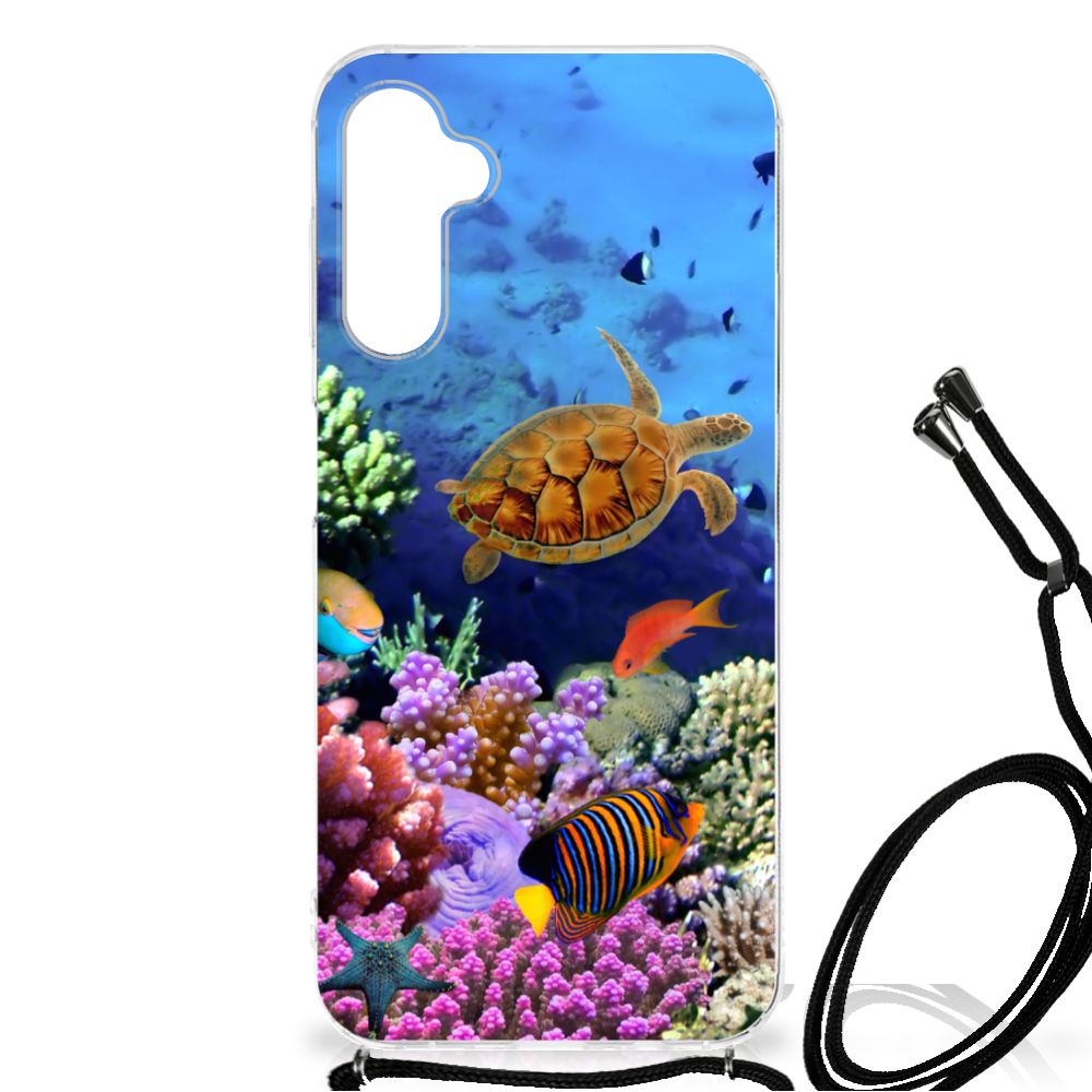 Samsung Galaxy A14 5G Case Anti-shock Vissen met kleurrijk zeewater en een schildpad ontwerp.