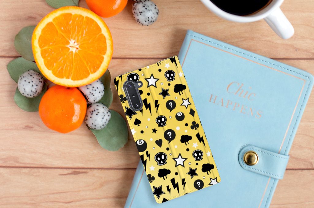 Mobiel BookCase Samsung Galaxy Note 10 Punk Geel