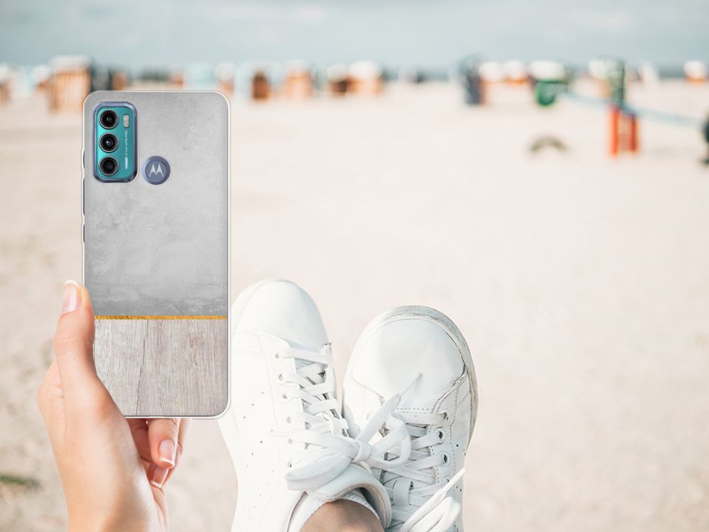Motorola Moto G60 Bumper Hoesje Wood Concrete