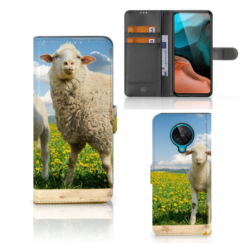 Xiaomi Poco F2 Pro Telefoonhoesje met Pasjes Schaap en Lammetje