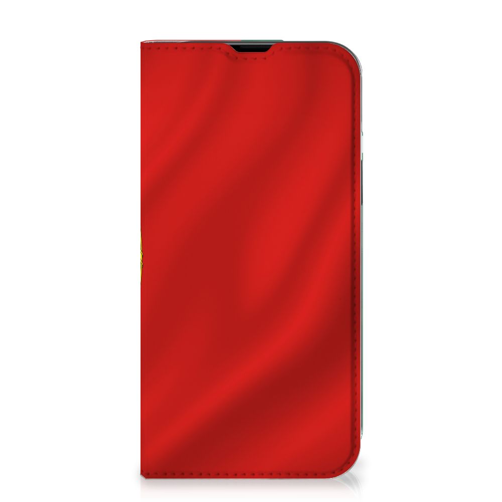 iPhone 14 Standcase Portugal met een rode achtergrond en vlagdesign đĩđš
