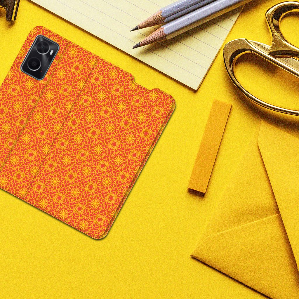 OPPO A96 | A76 Hoesje met Magneet Batik Oranje - B2C Telecom