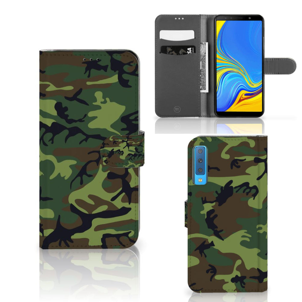 Samsung Galaxy A7 (2018) Telefoon Hoesje Army Dark