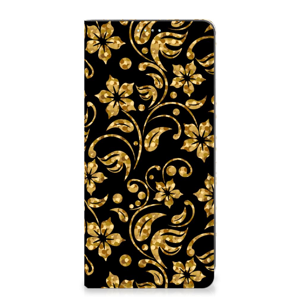 Samsung Galaxy A71 Smart Cover Gouden Bloemen - B2C Telecom