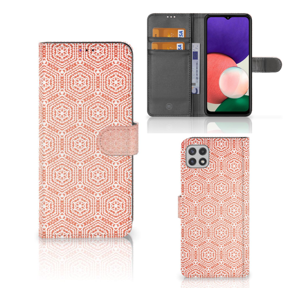 Samsung Galaxy A22 5G Telefoon Hoesje Pattern Orange