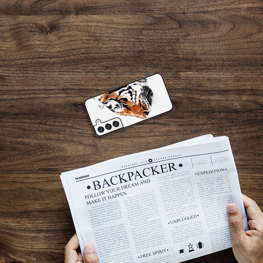 Kleurrijke Telefoonhoesje Samsung Galaxy S22 Watercolor Tiger B2C Telecom