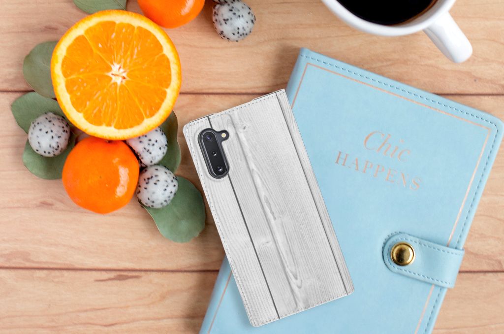 Samsung Galaxy Note 10 Book Wallet Case White Wood