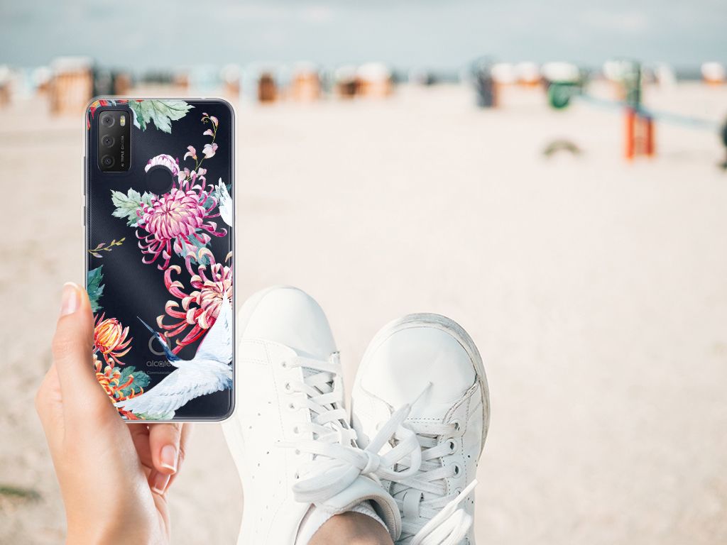 Alcatel 1S (2021) TPU Hoesje Bird Flowers B2C Telecom