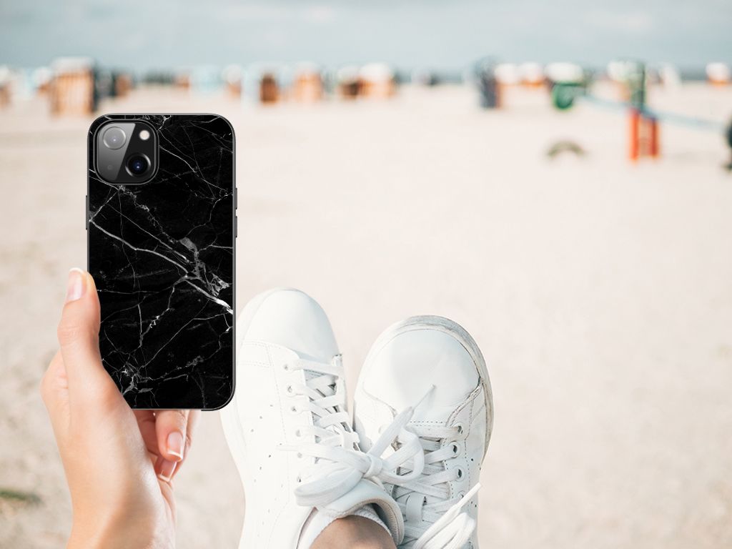 Apple iPhone 13 Marmeren Print Telefoonhoesje Marmer Zwart - Origineel Cadeau Vader B2C Telecom