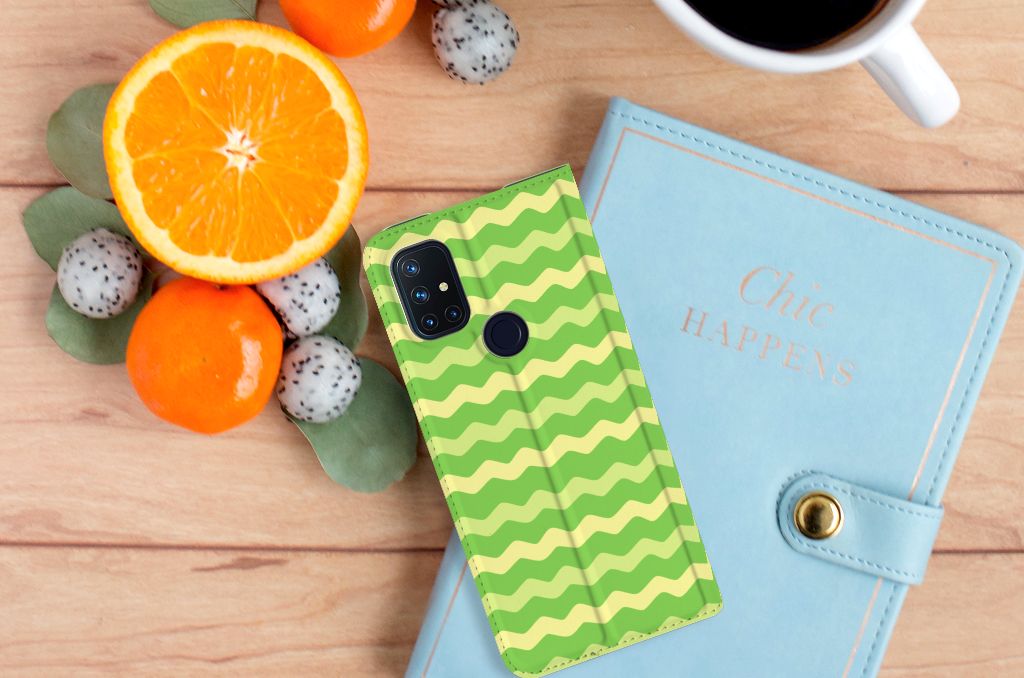 OnePlus Nord N10 5G Hoesje met Magneet Waves Green - B2C Telecom