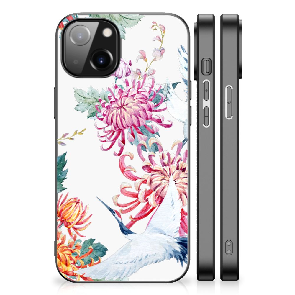 Apple iPhone 13/14 Dierenprint Telefoonhoesje Bird Flowers