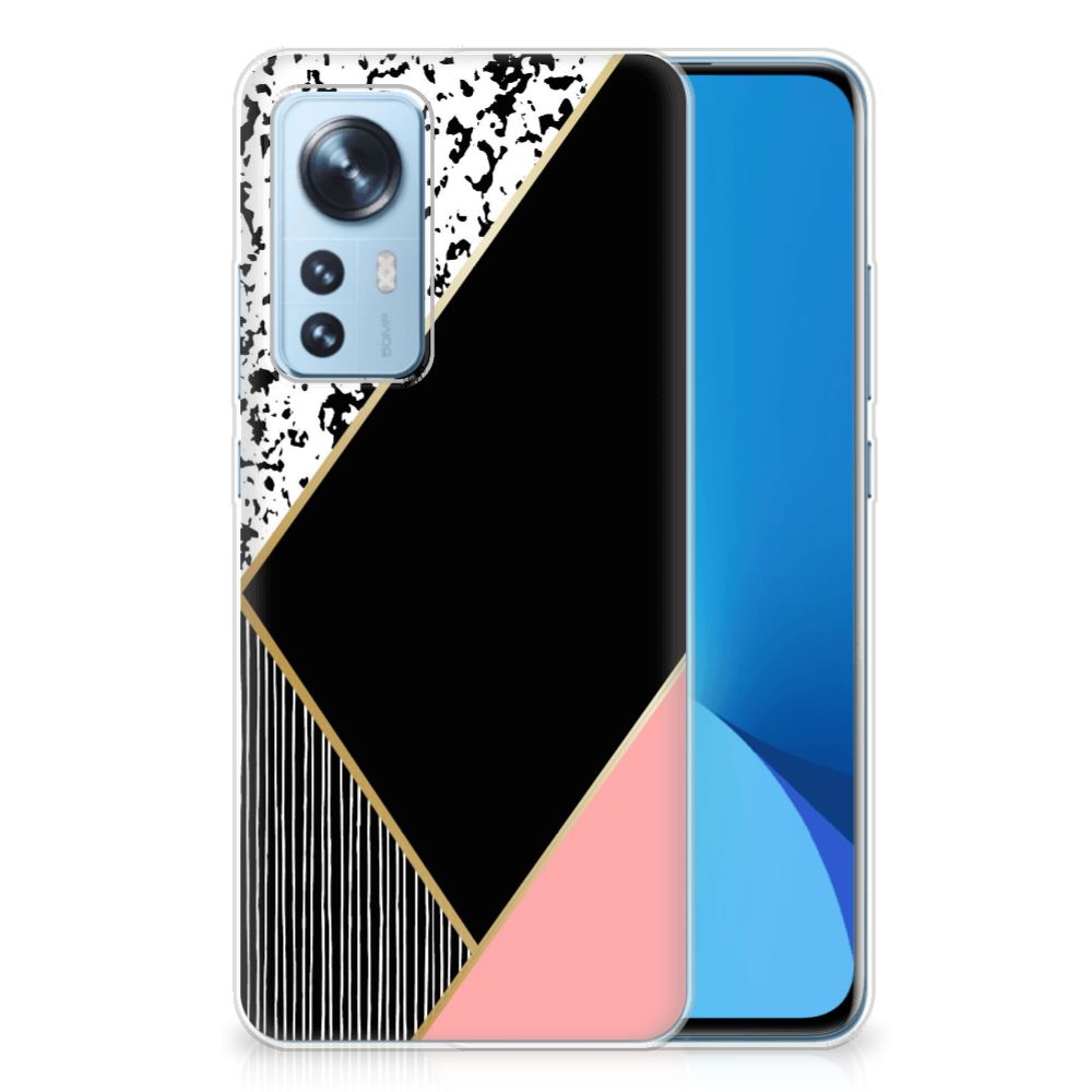 Xiaomi 12 | 12X TPU Hoesje Zwart Roze Vormen B2C Telecom
