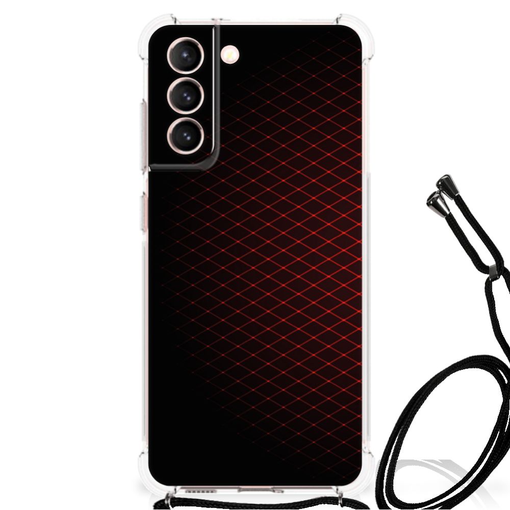 Samsung Galaxy S21 FE Doorzichtige Silicone Hoesje Geruit Rood B2C Telecom