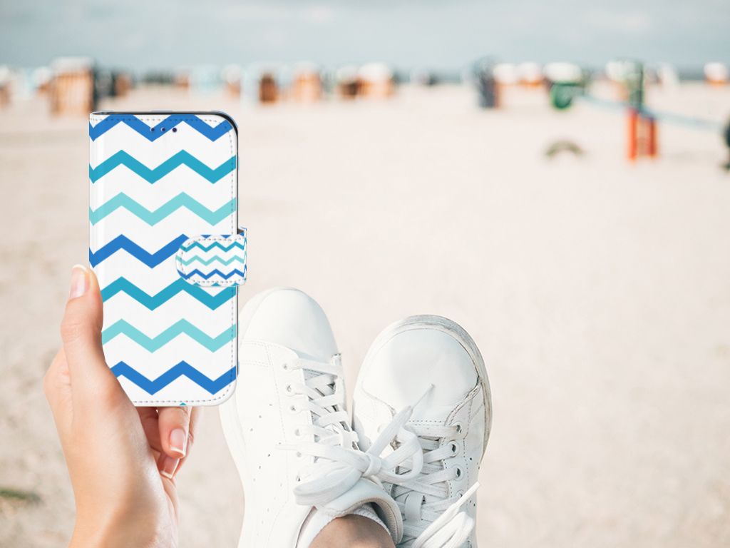 Samsung Galaxy S10e Telefoon Hoesje Zigzag Blauw