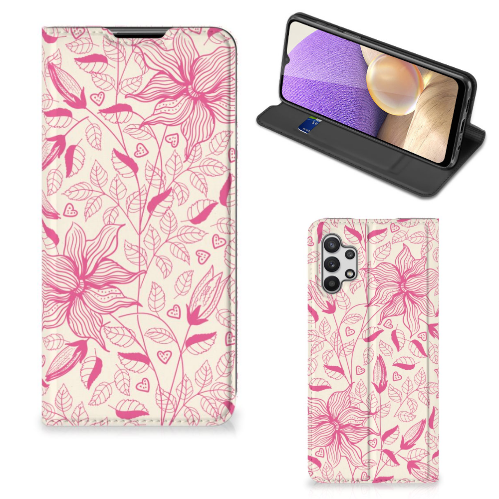 Samsung Galaxy A32 5G Smart Cover Pink Flowers - B2C Telecom