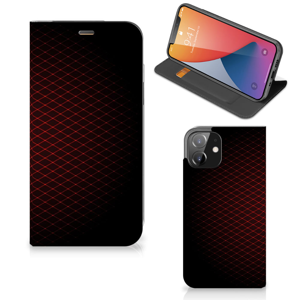 iPhone 12 | iPhone 12 Pro Hoesje met Magneet Geruit Rood