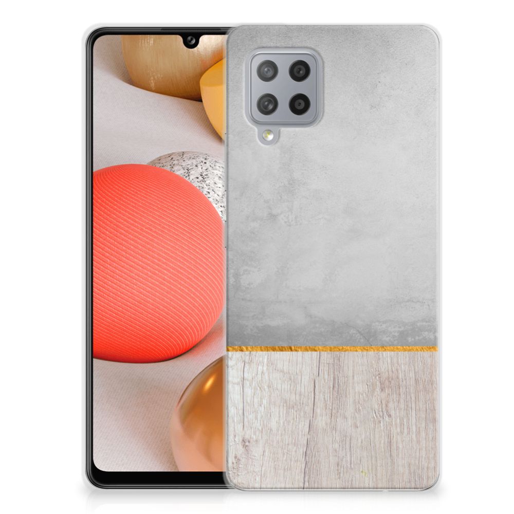 Samsung Galaxy A42 Bumper Hoesje Wood Concrete