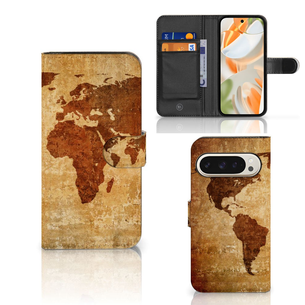 Google Pixel 9 | 9 Pro Flip Cover Wereldkaart