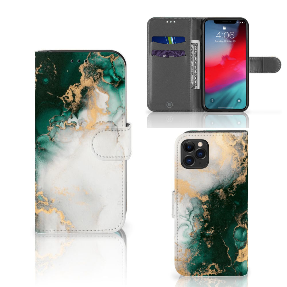 Bookcase voor Apple iPhone 11 Pro Marmer Groen