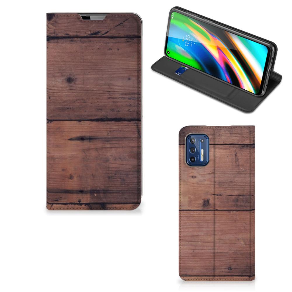 Motorola Moto G9 Plus Book Wallet Case Old Wood - B2C Telecom