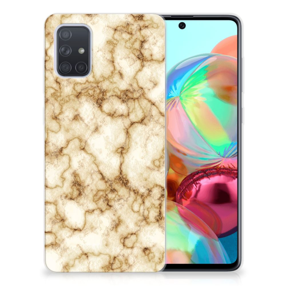 Samsung Galaxy A71 TPU Siliconen Hoesje Marmer Goud B2C Telecom