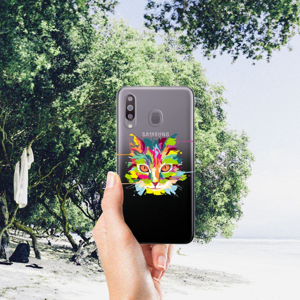 Samsung Galaxy M30 Telefoonhoesje met Naam Cat Color