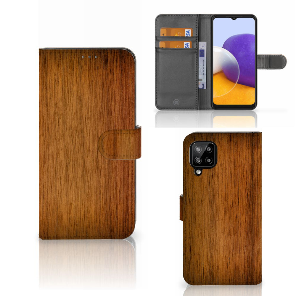 Samsung Galaxy A22 4G | M22 Book Style Case Donker Hout