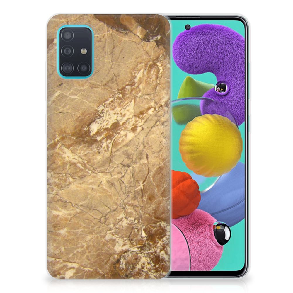 Samsung Galaxy A51 TPU Siliconen Hoesje Marmer Creme B2C Telecom