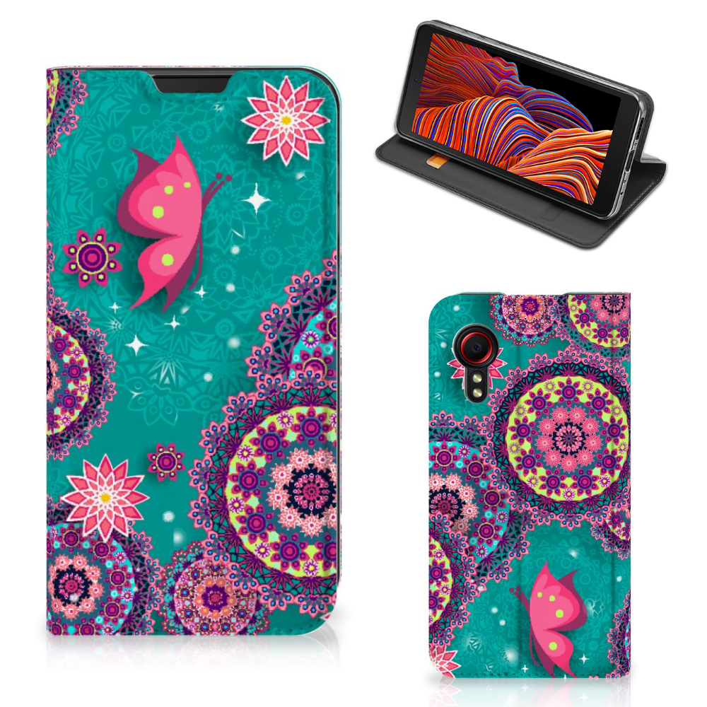 Samsung Galaxy Xcover 5 Bookcase Cirkels en Vlinders - B2C Telecom