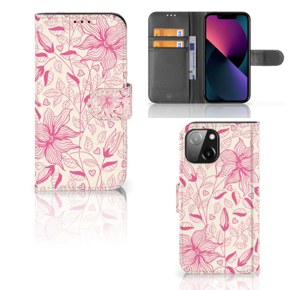 iPhone 13 Mini Hoesje Pink Flowers