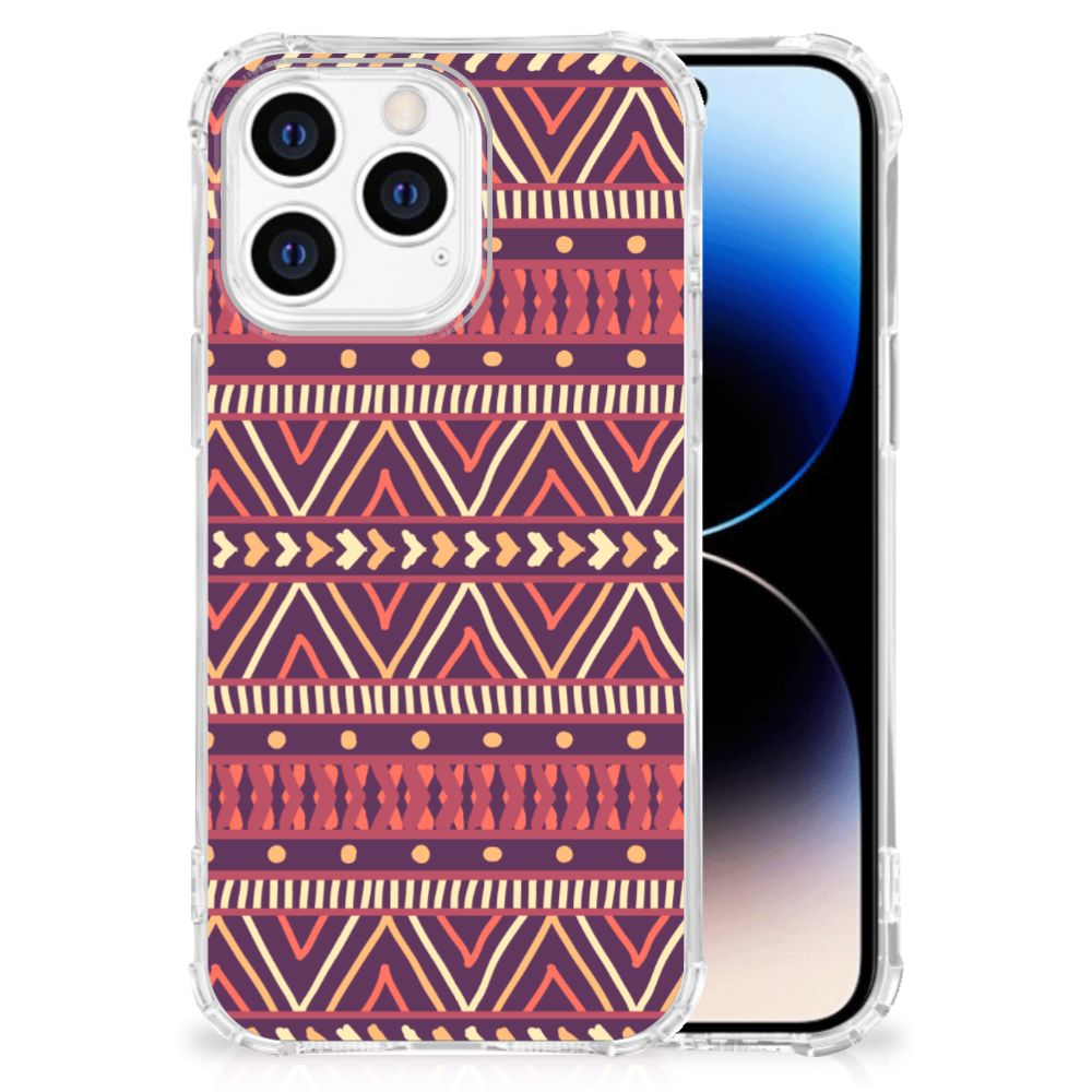 iPhone 14 Pro Doorzichtige Silicone Hoesje Aztec Paars B2C Telecom