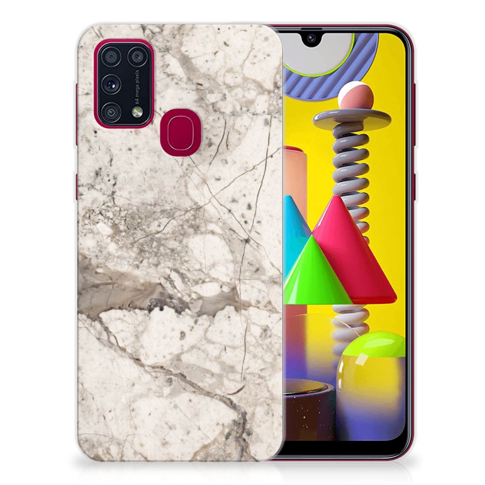 Samsung Galaxy M31 TPU Siliconen Hoesje Marmer Beige B2C Telecom