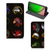 Motorola Moto G7 Play Magnet Case Cartoon met verschillende cartoon dieren designs op een zwarte achtergrond.