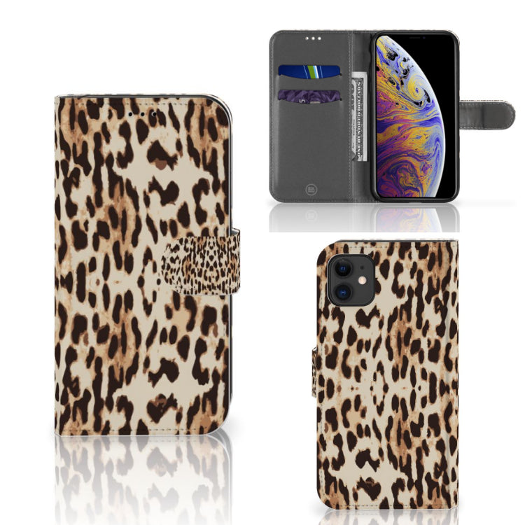 Apple iPhone 11 Telefoonhoesje met Pasjes Leopard