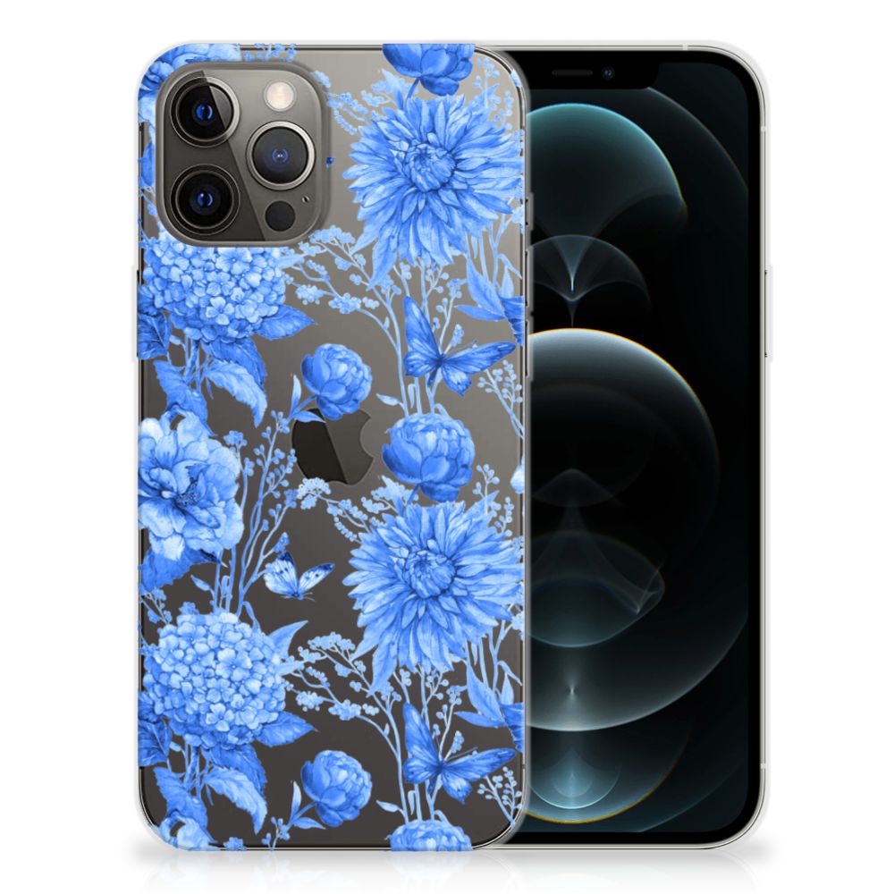 TPU Case voor iPhone 12 Pro Max Flowers Blue