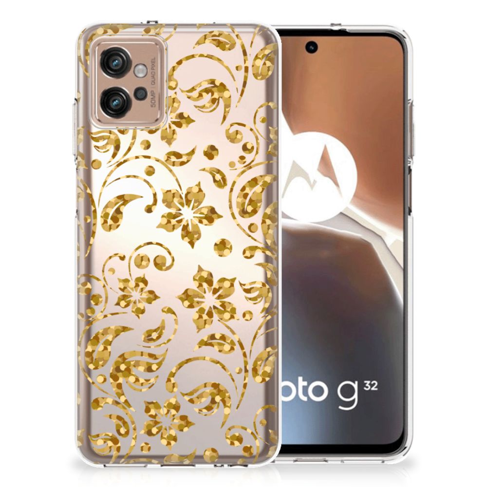 Motorola Moto G32 TPU Case Gouden Bloemen B2C Telecom
