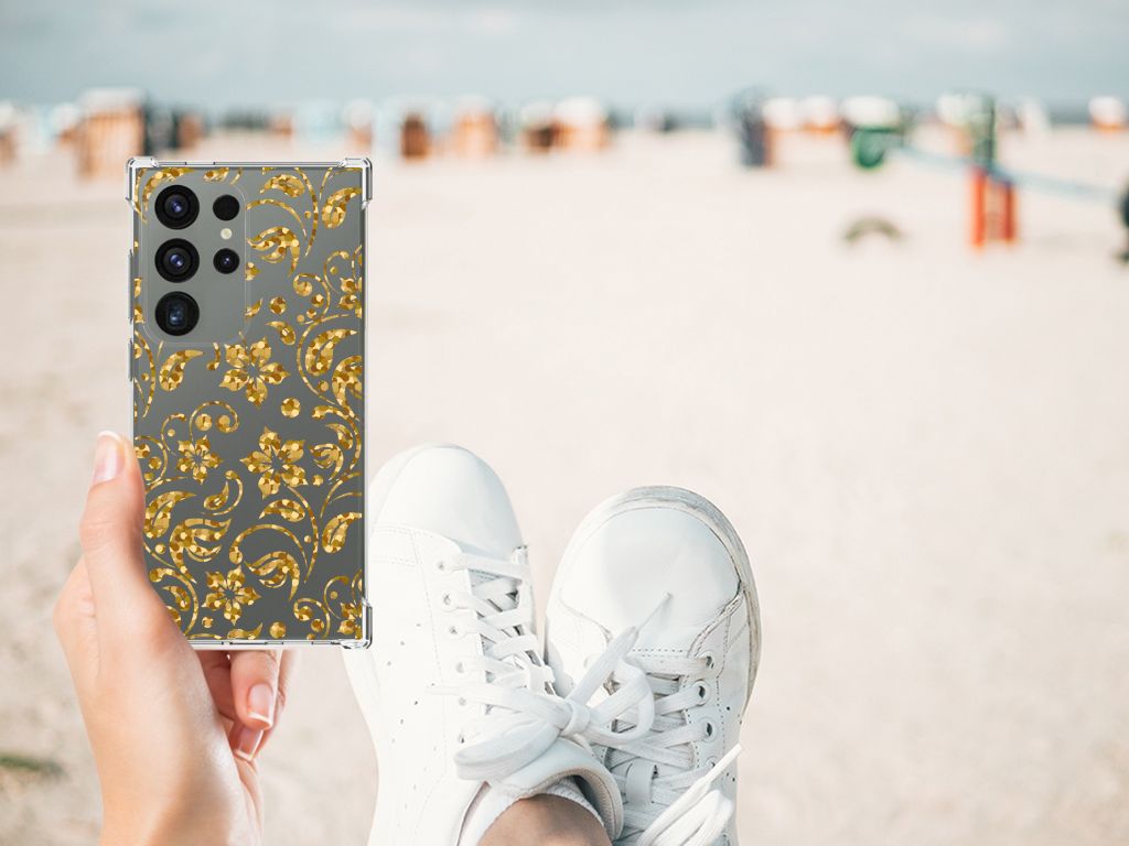 Samsung Galaxy S24 Ultra Case Gouden Bloemen B2C Telecom