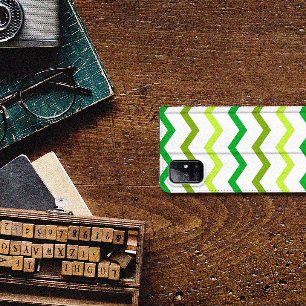 Samsung Galaxy M51 Hoesje met Magneet Zigzag Groen - B2C Telecom