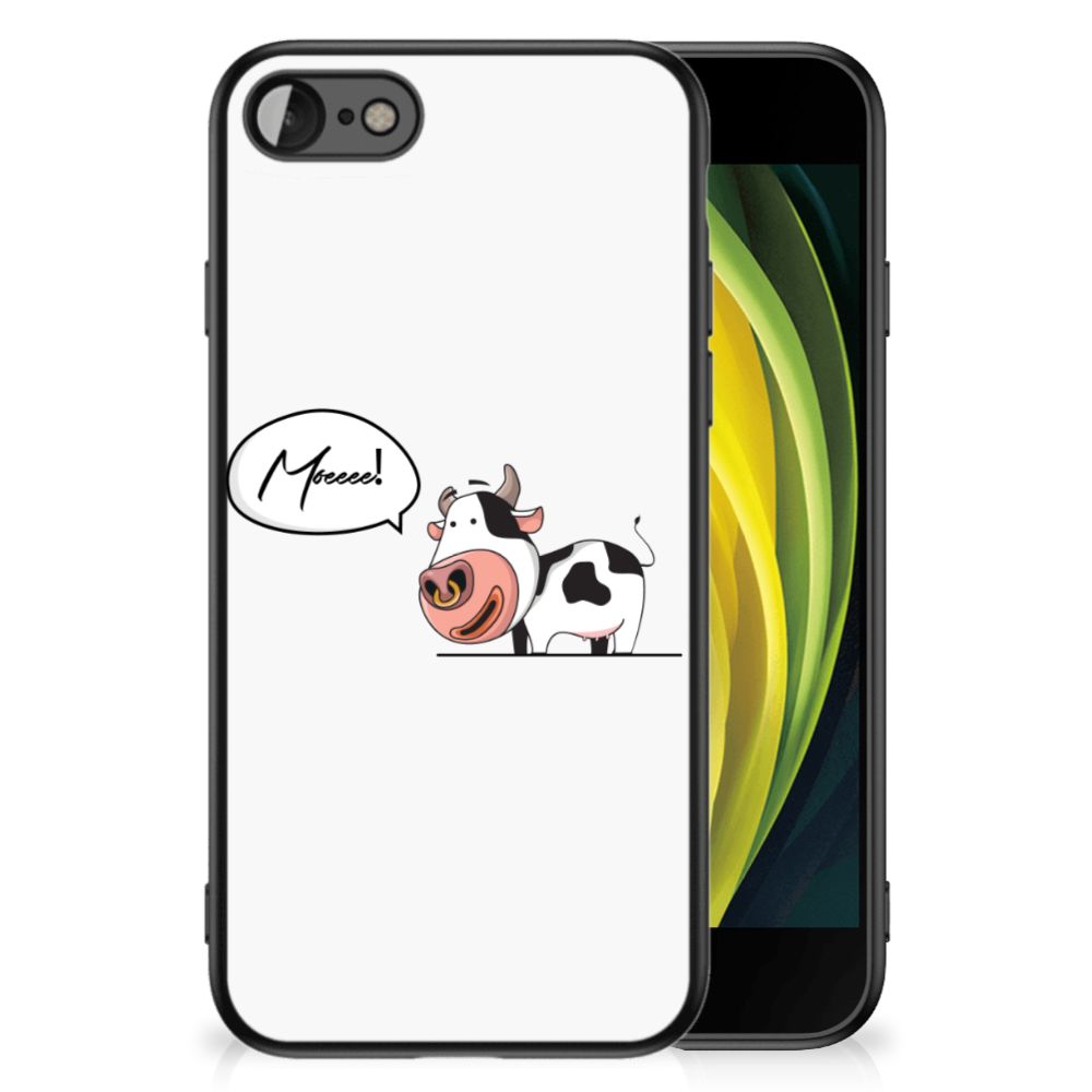 iPhone SE 2022 | SE 2020 | 7/8 Hoesje Cow met schattige koe-illustratie en spraakballon.