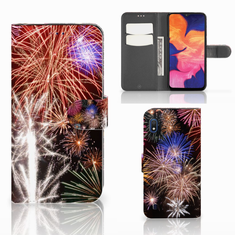 Samsung Galaxy A10 Wallet Case met Pasjes Vuurwerk