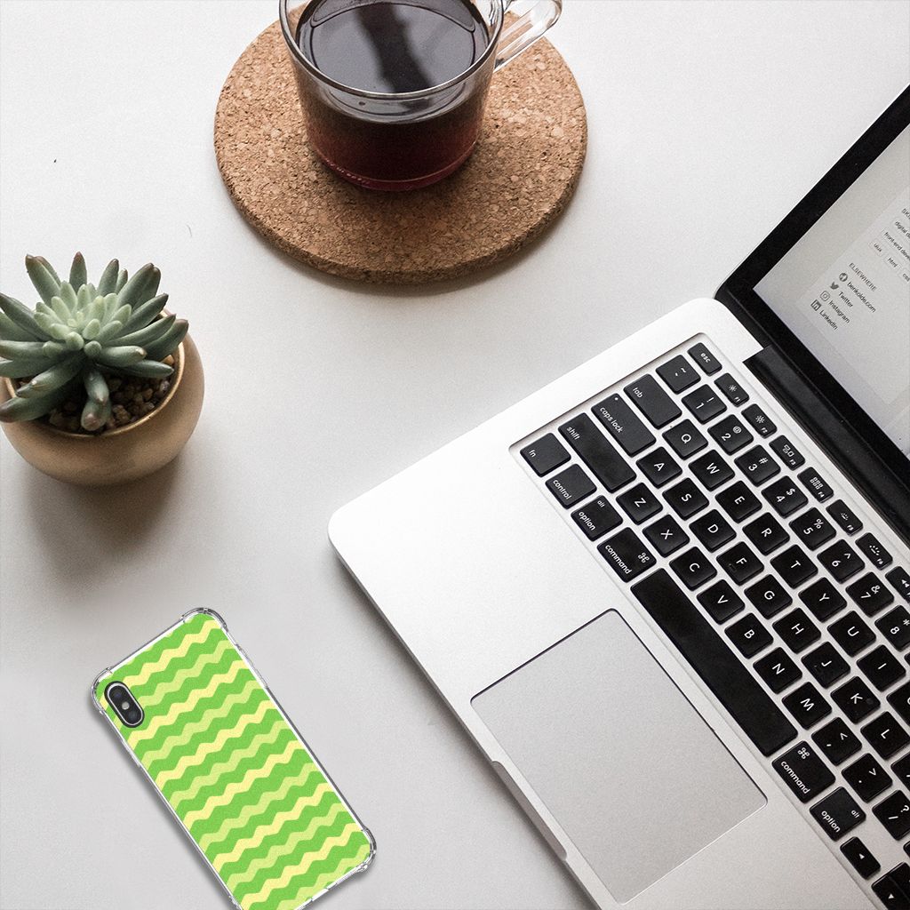 Apple iPhone Xs Max Doorzichtige Silicone Hoesje Waves Green