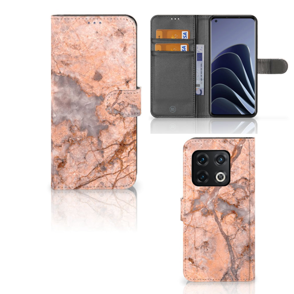OnePlus 10 Pro Bookcase Marmer Oranje