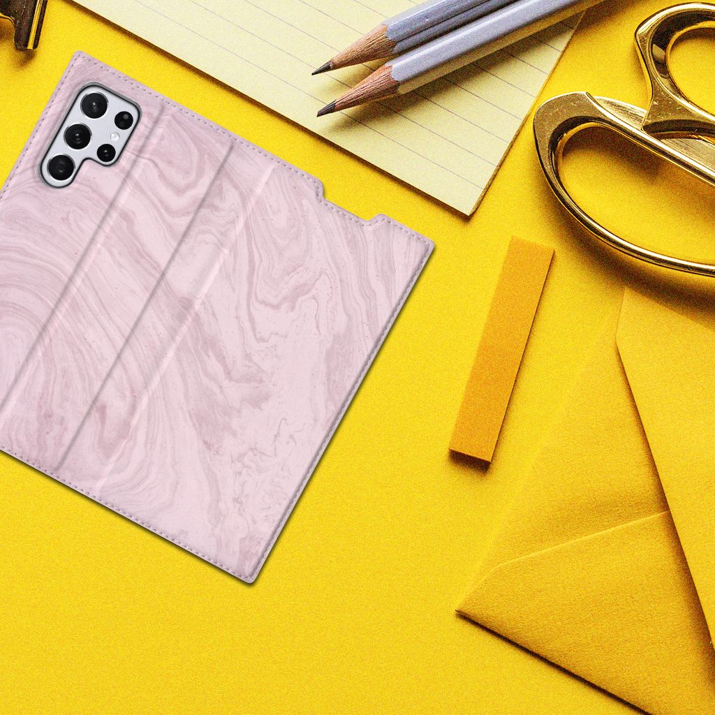 Samsung Galaxy S22 Ultra Standcase Marble Pink - Origineel Cadeau Vriendin - B2C Telecom
