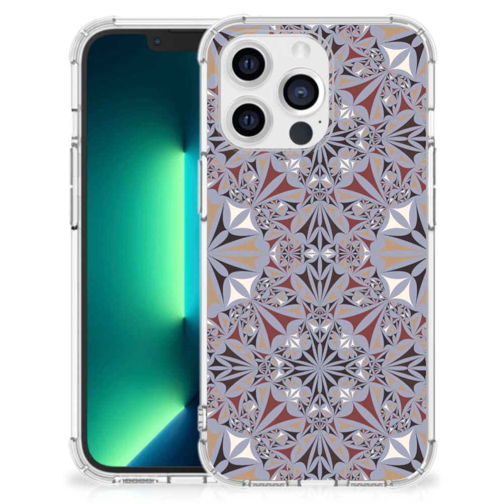 iPhone 13 Pro Max Anti-Shock Hoesje Flower Tiles met prachtig bloemendesign voor bescherming en stijl.