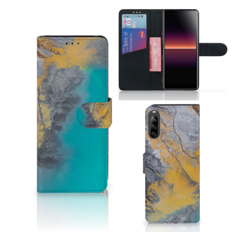 Sony Xperia L4 Bookcase Marble Blue Gold