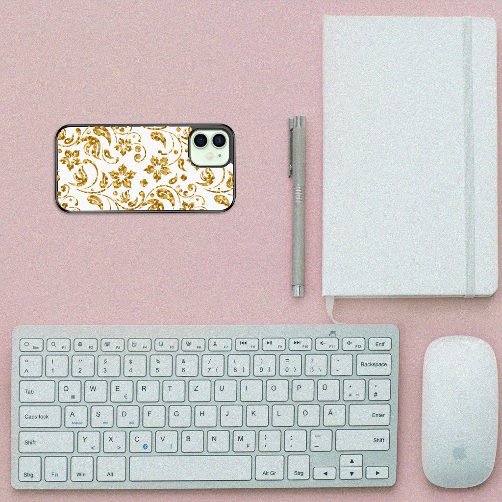 iPhone 12 Mini Skin Case Gouden Bloemen