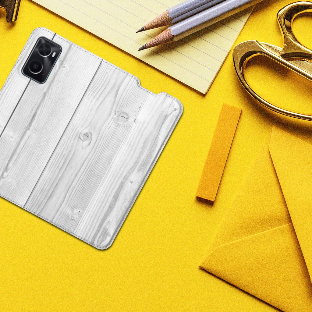 OPPO A96 | A76 Book Wallet Case White Wood - B2C Telecom