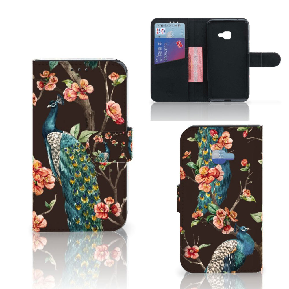 Samsung Galaxy Xcover 4 | Xcover 4s Telefoonhoesje met Pasjes Pauw met Bloemen