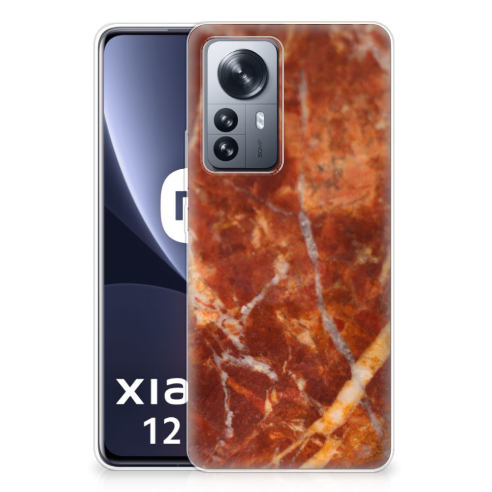 Xiaomi 12 Pro TPU Siliconen Hoesje Marmer Bruin B2C Telecom