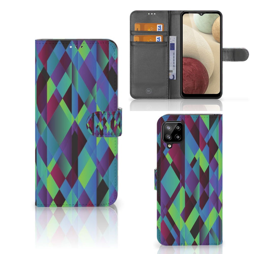 Samsung Galaxy A12 Book Case Abstract Green Blue